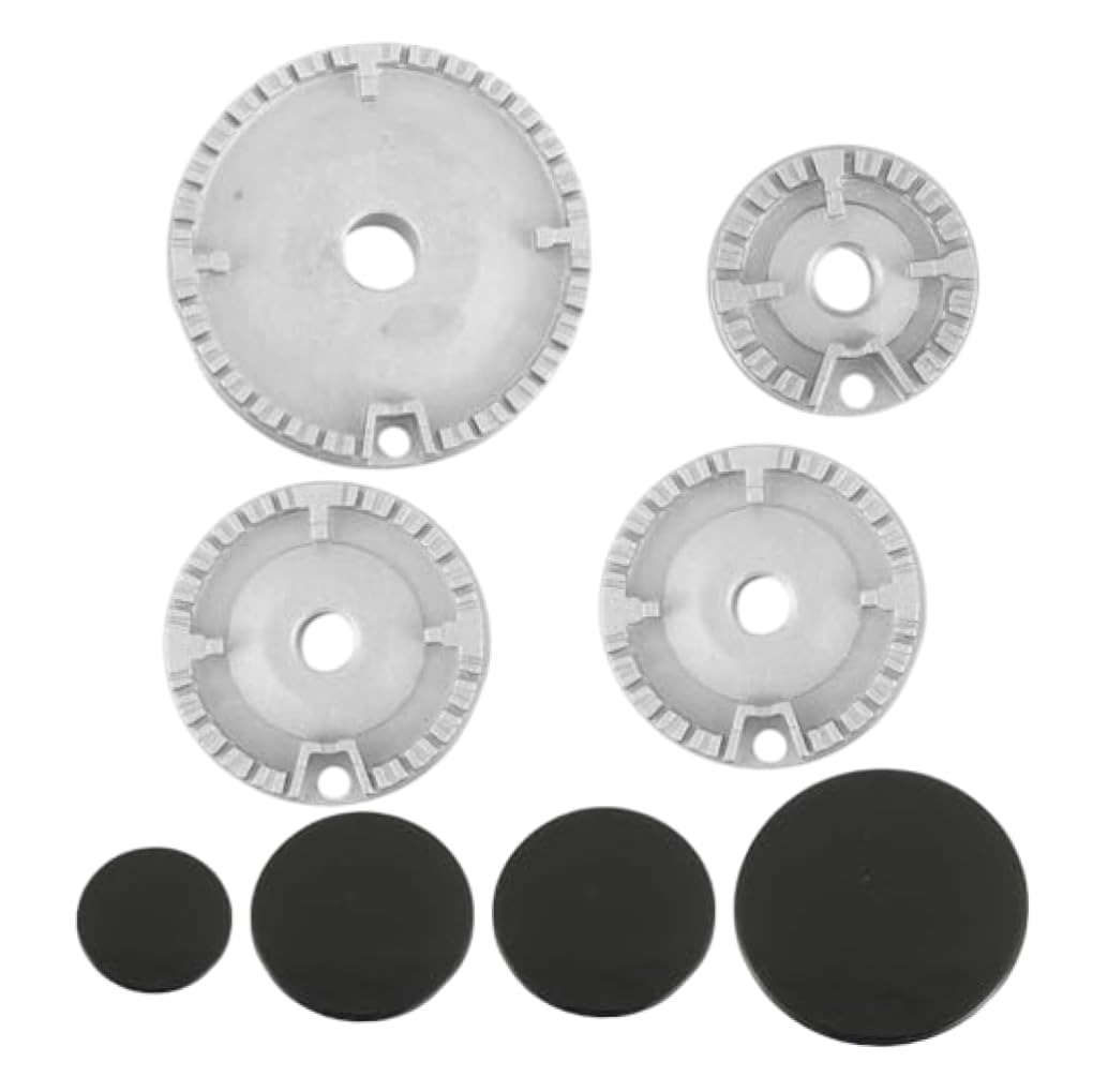 Xdyyjrasa Gas Stove Burner Cap Set - 8Pcs Herdhut-Set with Flame Caps & Plates, Silver Black Easy Replacement for Most Gas Cooktops