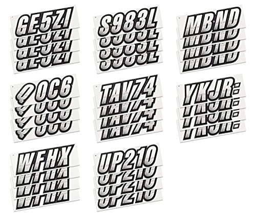 Image of STIFFIE Techtron White /Black 3 inch Alpha-Numeric Registration Identification Numbers Stickers Decals for Boats & Personal Watercraft
