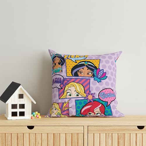 Image of Sassoon Princess Reversible Cartoon Printed Cushion Cover, Purple (Pack of 1)