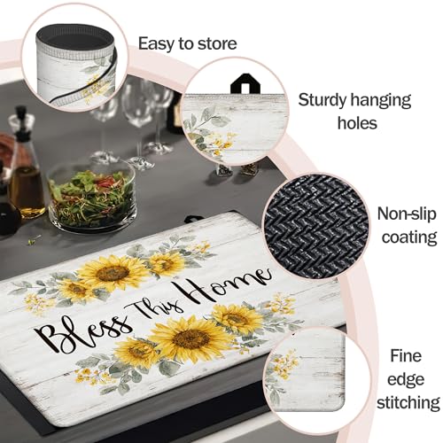Image of Bless This Home Stove Cover for Electric and Glass Stove Tops 3-in-1 Stove Mat, Heat Resistant Counter Protector Mat, Non-Slip Surface & Drying Rack, 28.5 inchLx20.5 inchW
