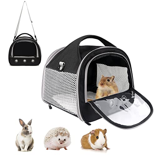 Small Pet Carrier Bag with Mat Guinea Pig Travel Carrier with Strap Portable Breathable Rabbit Carrier Outdoor Pet Bag…