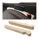 BESULEN Leather Seat Gap Filler, Fill The Gap Between Seat and Console, Car Crevice Catcher Blocker Stop Things from Dropping, 2 Pack Universal Gap Stopper Crack Plug for Car SUV Truck (Beige)