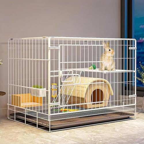 うさぎケージ 折り畳み式 コンパクト トレー付き 組立・掃除簡単 脱走防止 モルモット/チンチラ/小型犬猫用 ペット休憩所