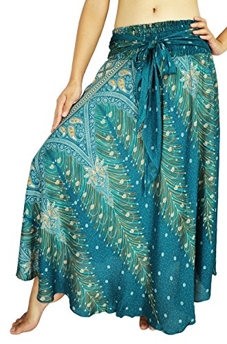 Lovely Creations Women Long Bohemian Maxi Skirts Midi Dress US Size 0-16 (JJ Teal Blue)