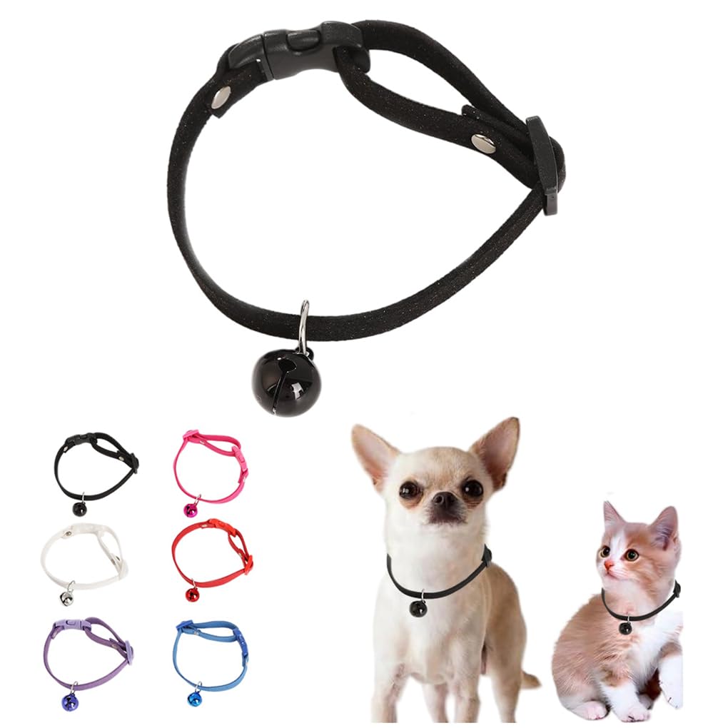 Collier noir XXS avec clochette pour les jeux du chiot au jardin