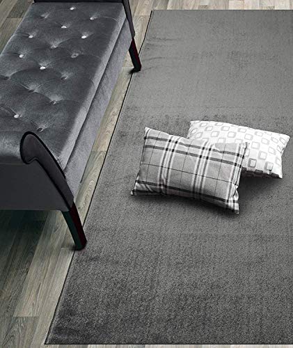 Custom Size Hallway Runner Rug, Slip / Skid Resistant, 26 Inch Wide X Your Choice of Lenght, Solid Dark Grey, 26 Inch Width X 7 Feet Length, Sold and Priced Per Foot