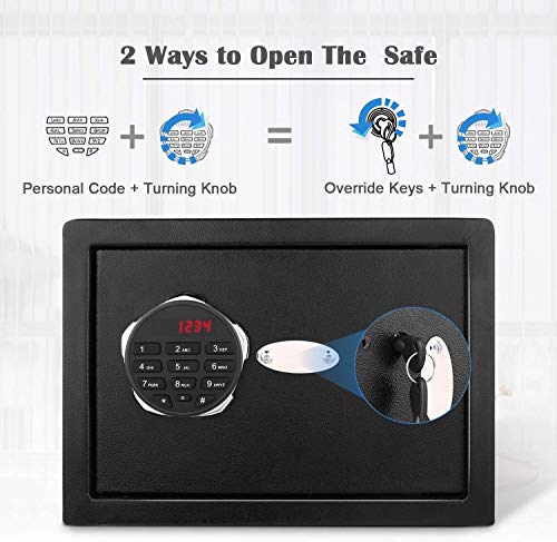 Himimi Digital Electronic Security Safe Box, Home Cabinet Safe with Keys & Digital Lock 0.57 Cubic Feet for Gun Jewelry Money Cash Valuables