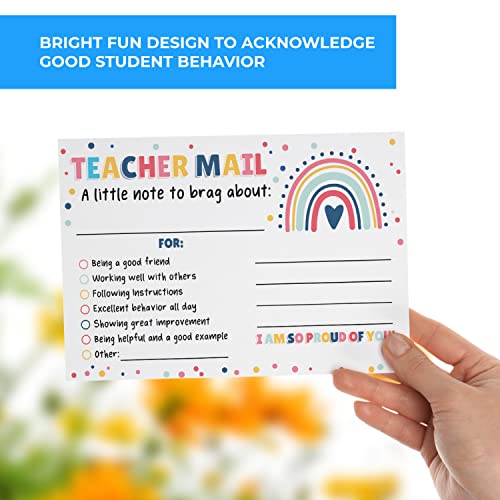 50 cartões motivacionais Boho Rainbow Happy Mail para professores - sala de aula com bom comportamen
