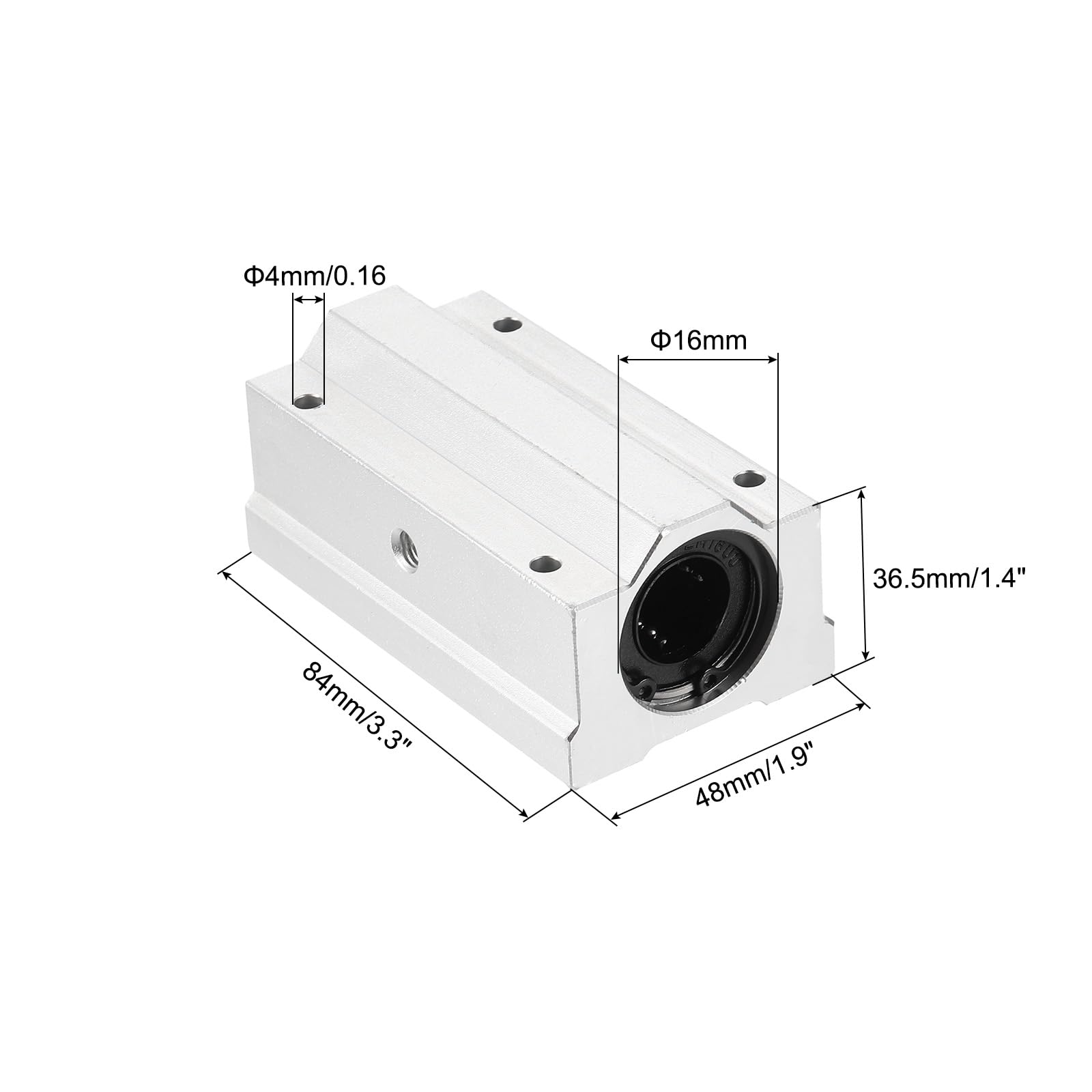 QUARKZMAN 2 Piezas SCS16LUU Cojinete De Bolas Lineal De Deslizamiento De Aluminio 84 Mm De Longitud Bloque De Rodillos Lineales Para Varilla De 16 Mm En Impresora 3D Máquina CNC Plateado