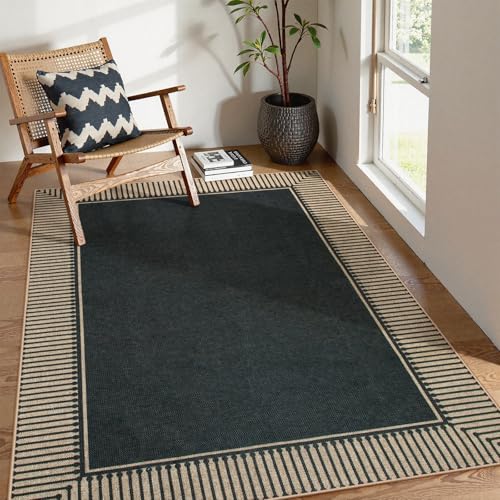 Tapete negro Moynesa Easy Jute 5x7 lavado fácil miniatura 1