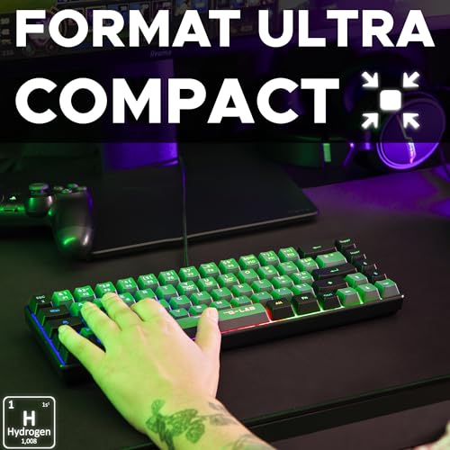The G-Lab - Keyz Hydrogen, Clavier Gamer 60%, Clavier Semi-mécanique USB Azerty, RGB Multicolore, Clavier Gamer Silencieux, Format Compact TKL- Pc/ps4/ Ps5 - New - Gris et Noir – Image 3