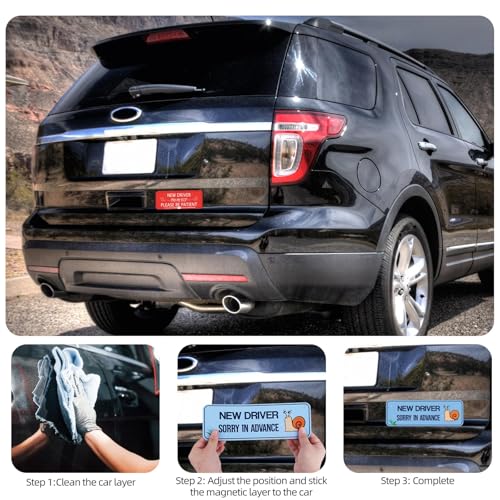 Image of 3pcs Magnet for Car, 10x3.4 Inch Sticker Removable Car Bumper Sticker Magnetic Safety Warning Signs for Novice & Student Drivers