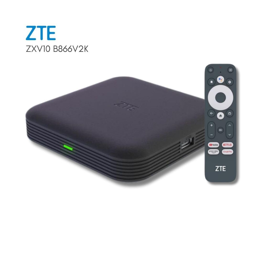 Boîtier Android TV ZTE 4K Android TV 10 | WiFi | Bluetooth 5.0 | Contrôle vocal Google Assistance | Compatible avec Chromecast | Compatible avec YouTube, Netflix, Prime Video