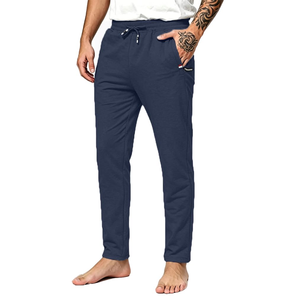 Tansozer Pantaloni Tuta Uomo Sportivi Cotone con Tasche Zip