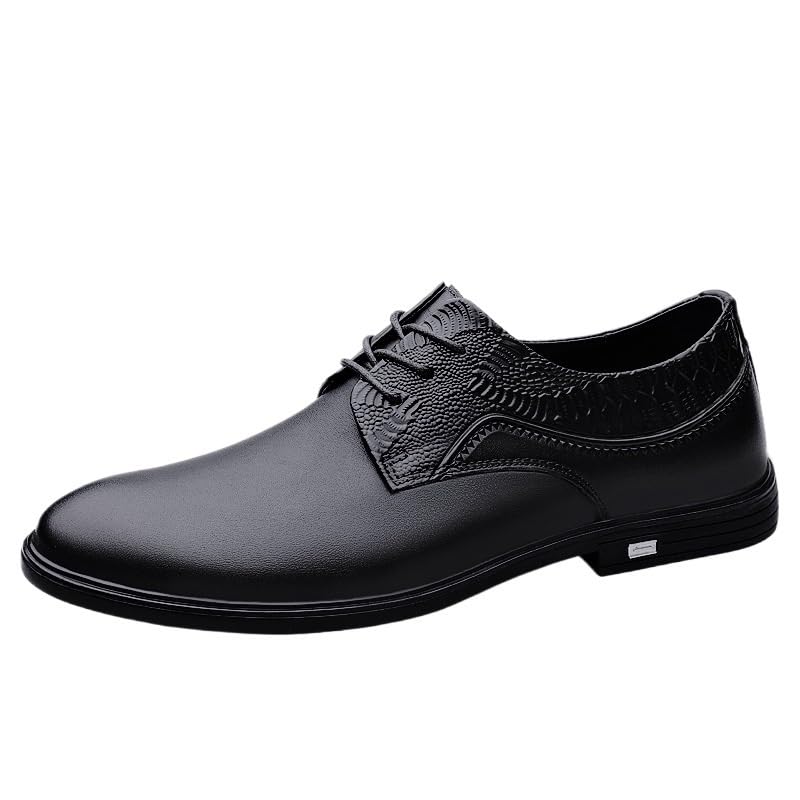 Formal Shoes Dress Oxford for Men's Vegan Leather Wingtip Party Lace-up Casual Slip Resistant Low Top Rubber Sole Non Slip Shoe