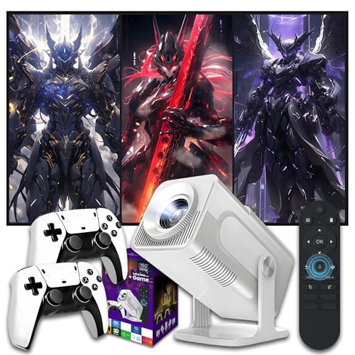 HCS350 MAX Enfoque eléctrico Mini Proyector Portátil Bluetooth WiFi,10000+ Juegos 17 Emulador,Enfoque automático/Distorsión trapezoidal,Proyector Android 11,1280*720P,Rotación 180° Projector Portable