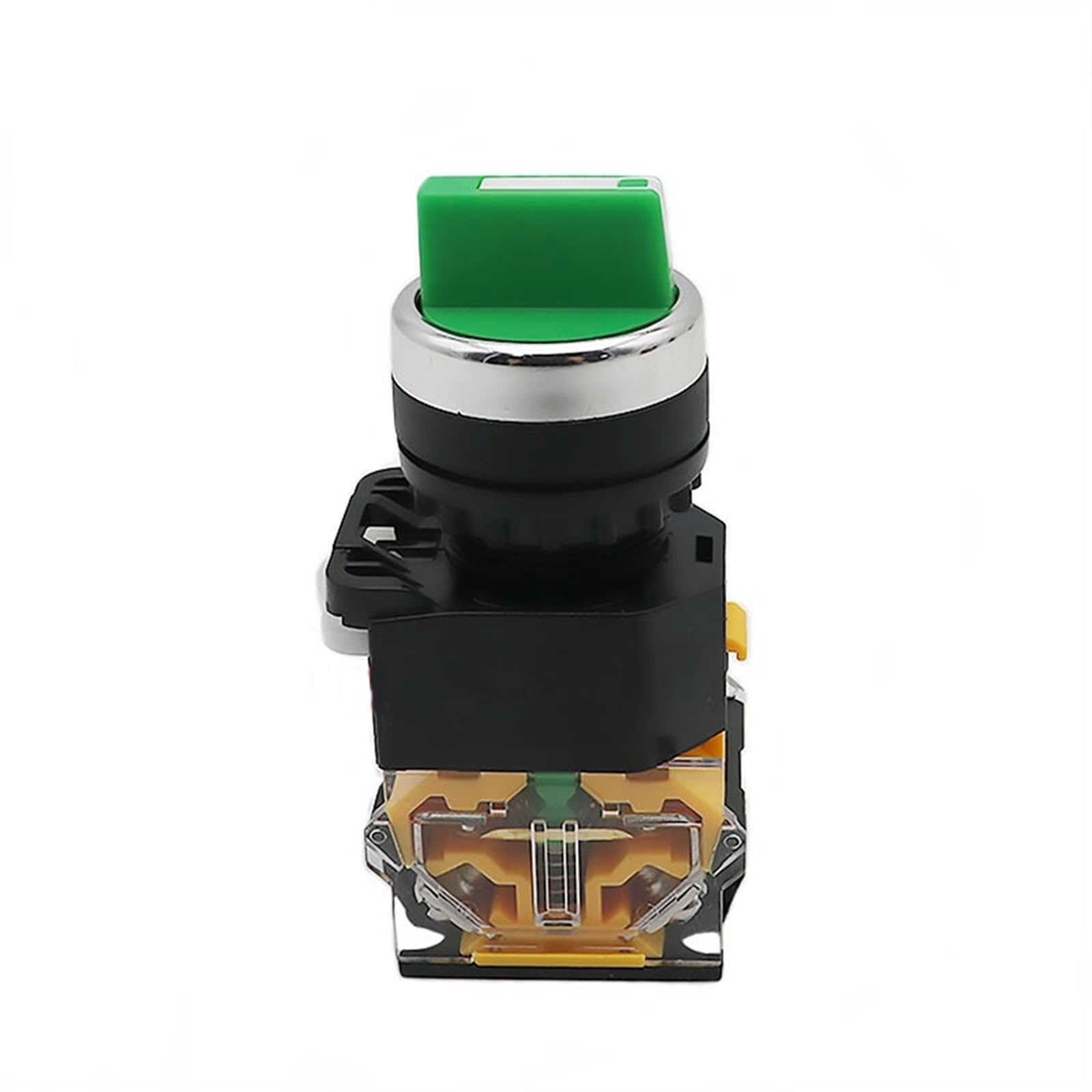 Interruptor giratorio LA38-11X2 con enclavamiento momentáneo, 2 o 3 posiciones, DPST, 10 A, 400 V, interruptor de encendido, 1 unidad(Green short handle,(Momentary) Reset,2 Position)