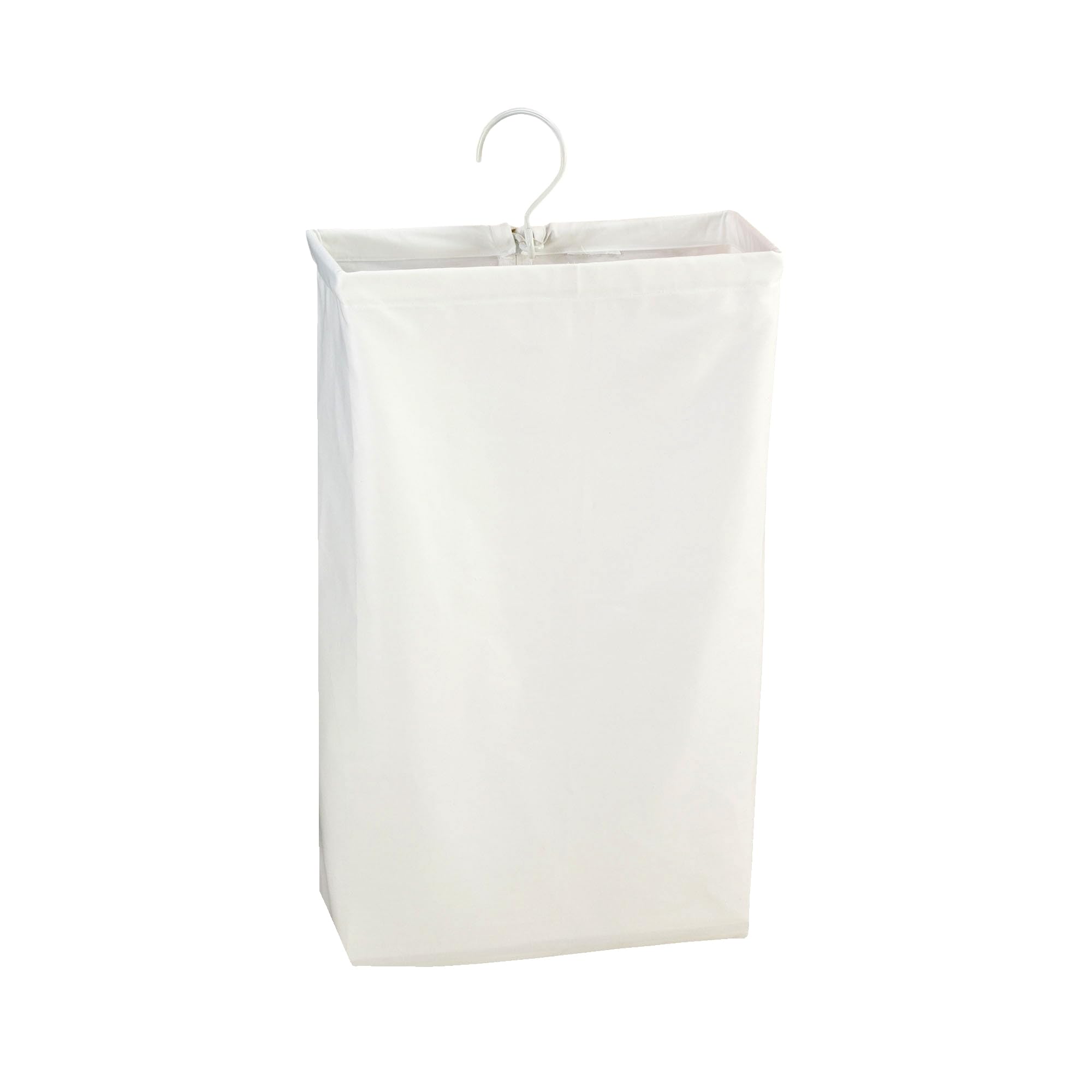 Household Essentials Hanging Cotton Canvas Laundry Hamper Bag,White,6" x 16" x 27" (Length x Width x Height)