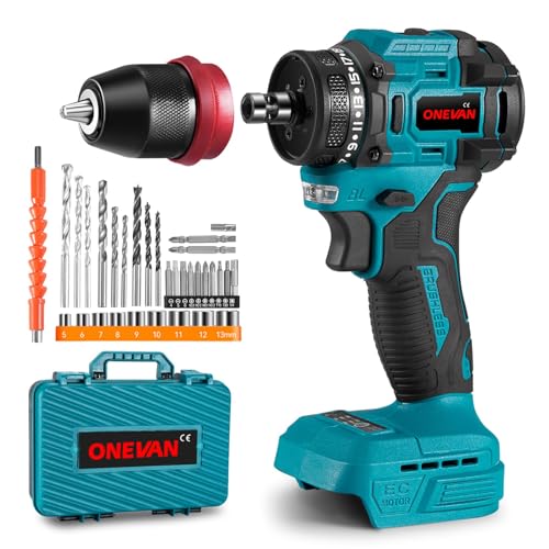 マキタ互換品 電動ドライバー 電動ドリル 18V 24+1段階トルク調節 充電式ドライバー 軽量 スピード調節機能 正逆転切替 LEDライト付き 初心者でも使いやすい DIY家具組み立 電動工具 (本体+ケース+バッテリーなし)