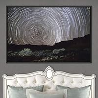 Framed Canvas Wall Art Starry Sky Aerial Astronomy & Space Dramatic Global Green Photography Realism Stars - 16x24 inches
