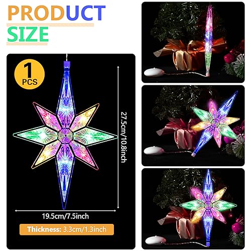 Luces de estrella de ventana Navidad LED de 27,5 cm de plástico arcoíris (1 unidad) 4