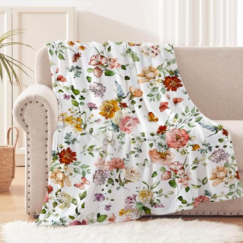 Manta para sofá Yersion acuarela flores tamaño 50 x 60 pulgadas miniatura 2