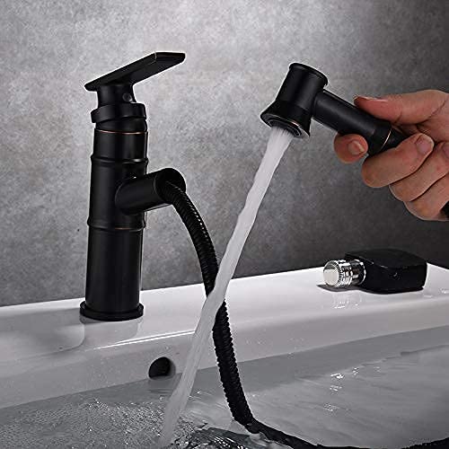 Robinet de lavabo noir en cuivre résistant aux fuites et calcaire - 3