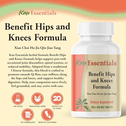 Image of Kan Herb Company Benefit Hips and Knees Formula - Traditional Chinese Herbal Blend for Dogs and Cats to Support Joint Comfort Mobility and Digestive Balance Supplement Tablets for Pets, 300 Tablets