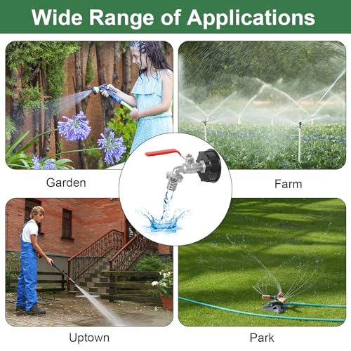 IBC Tank Zubehör, IBC Tank Auslaufhahn 1000l Wassertank Zubehör Auslaufhahn, 3/4 Zoll IBC Auslaufhahn IBC Container Zubehör mit IBC Adapter Kappe für Wassertank Wasserhahn