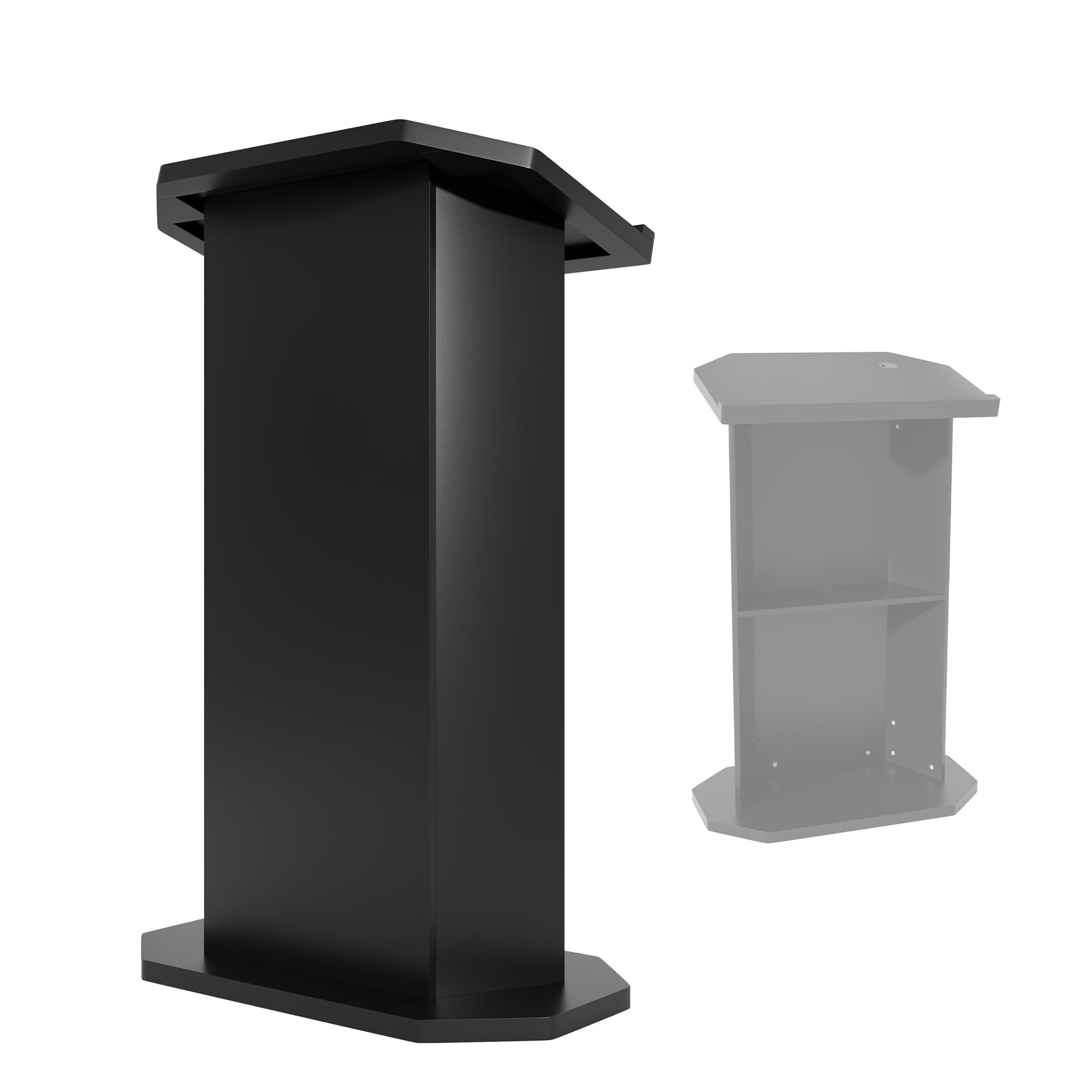 Wood Podium,Podium Stand,15MM Particle Board,Pulpit with Storage,Mic Stand Space,Easy Installation Wooden Lectern for Restaurants,Churches,Seminars
