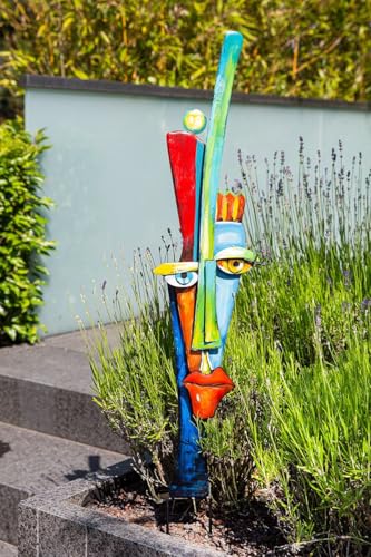 MF Alta Fronte Gartenstecker, Abstraktes Gesicht, Bunt Lackiertes...
