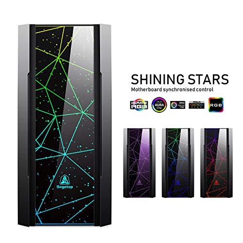 Segotep Phoenix ATX Black Mid Tower PC Gaming Computer Case USB 3.0 Type-C Ports/Graphics Card Vertical Mounting with Tempered Glass