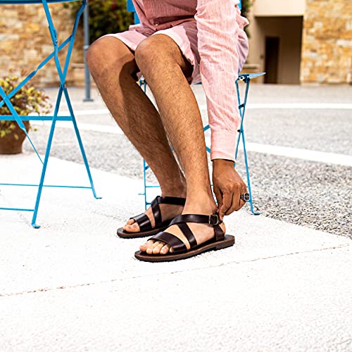Emmanuela Greek Leather Gladiator Sandals for Men, Quality Handmade Men's Sandals with adjustable Buckle Strap, Mens Strappy Summer Shoes2