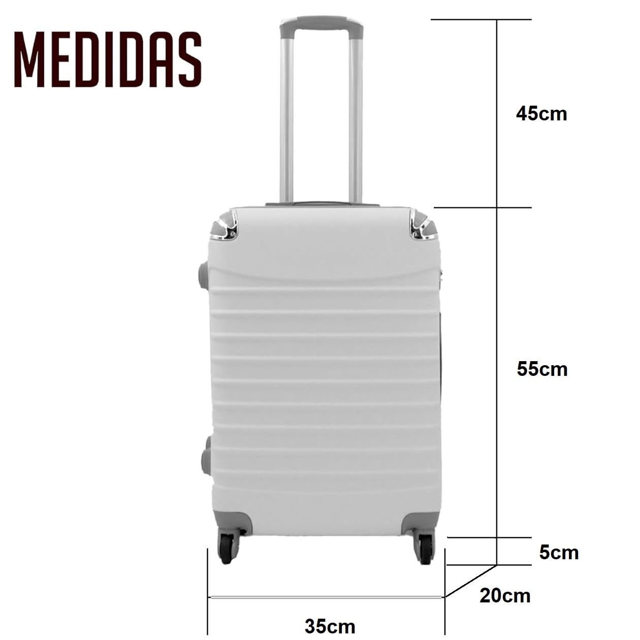 Cesta de Navidad Lote navideño Gourmet con Maleta Trolley Equipaje de Mano 4 Ruedas giratorias 26 articulos Total (Gris)
