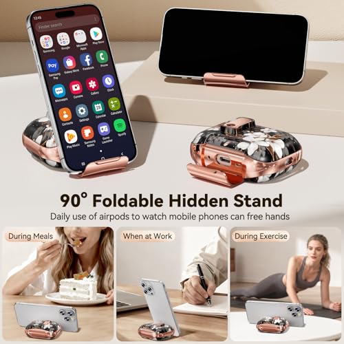 Image of for Apple AirPod Pro 3 Case 2025 with Lock,Clear TPU Floral AirPod Pro 3 Generation Case Cover for Women Girly, iPod Pro 3 Cases with Keychain & Cleaner Kit- Black Gold Flower
