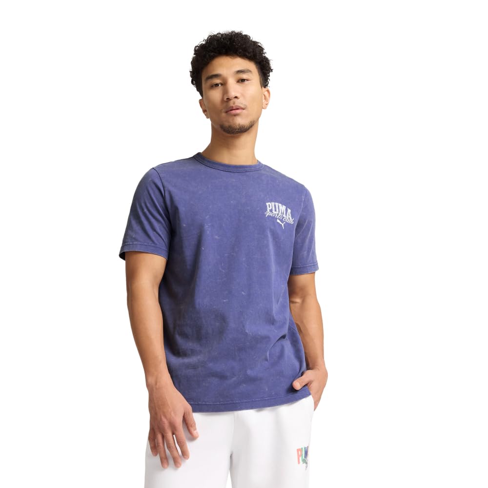 PUMA Men's Graphic T-Shirt (Available in Big and Tall Sizes), Puma Class Blue Crystal Ss25, Medium
