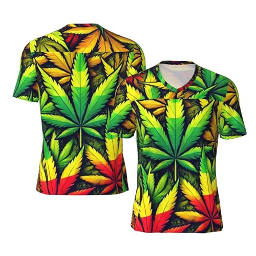 Stylish Athletic Sports Jersey Cannabis-Leaves-Rasta Men's Rugby Jersey Medium Black