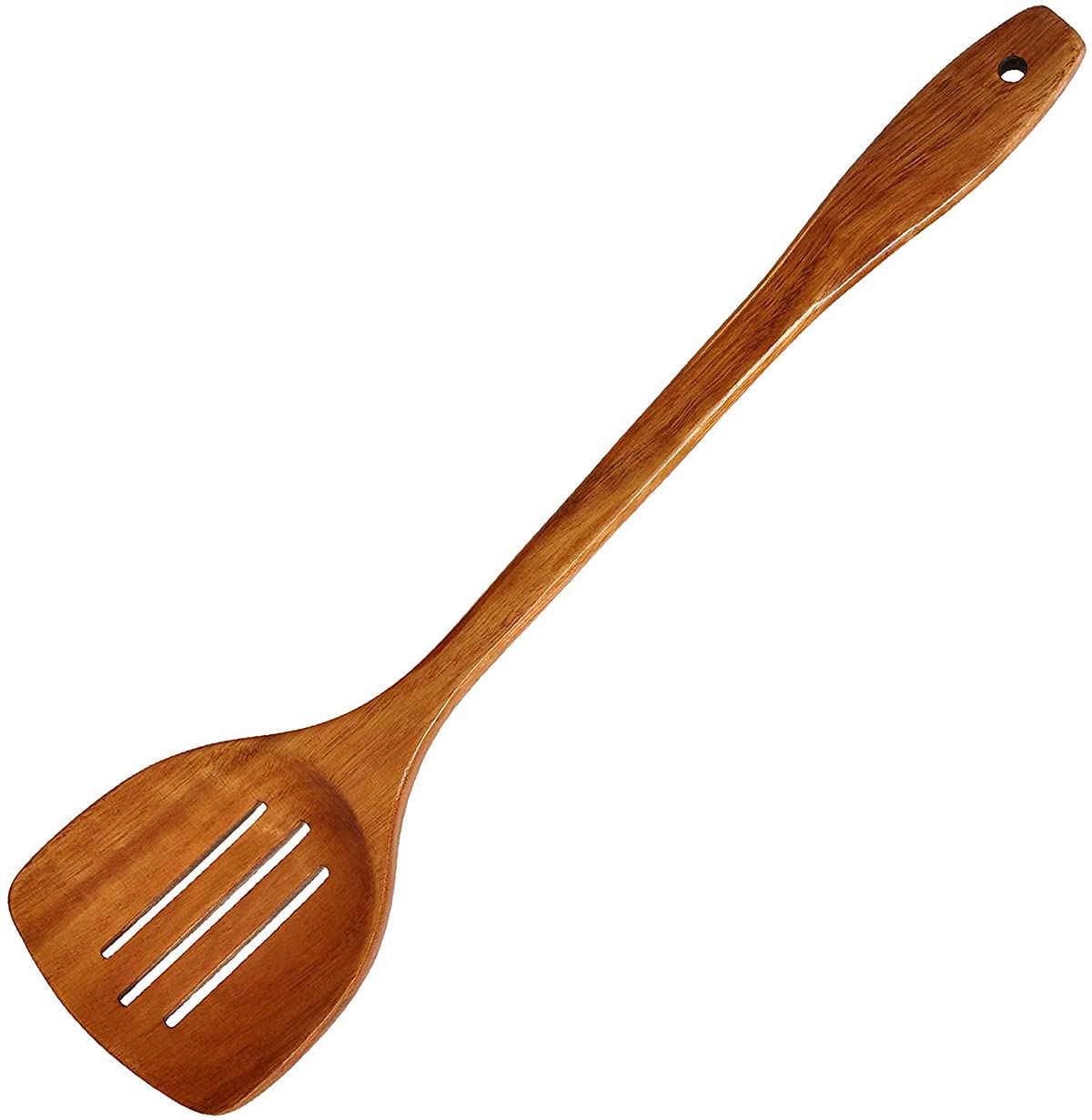 Spatula, Wooden Slotted Turner Spatula Long Handle Spatula for Cooking Handmade for Kitchen Cookware Natural Teak Wooden Utensils including Wooden Paddle, Slotted Spatula and Wood Scraper