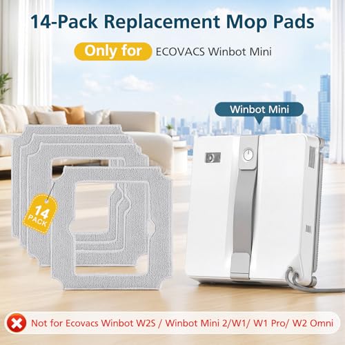 Image of 14 Pack Replacement Mop Pads for ECOVACS WINBOT Mini Window Cleaning Robot