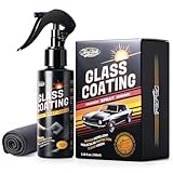Toretark Car Ceramic Glass Coating Spray,Automotive Windshield Rain Repellant Glass Polish Protect, Long-Lasting Quick Dry Coat (3.38 fl oz +Towel)