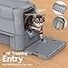 Wooaidagg Enclosed Stainless Steel Cat Litter Box with Odor Control, Modular Design with Drawer and Flip Door, Easy to Clean and Wash,Non-Stick Interior,Extra Large Size Fits All Cats(Dark Grey)