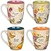 Christian Art Gifts Novelty Floral Ceramic Scripture Coffee & Tea Mug Set: Hope, Trust, Faith, Love - 4 Fancy Medium 12 oz. Cups w/Butterflies & Bible Verses, Multicolor Blue/Pink/Green/Orange Floral