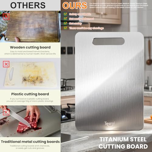 New 100% Pure Titanium Cutting Board - Easy to Clean, Double-Sided Food-Grade Cutting Board for Kitchen, Meats, Fruits
