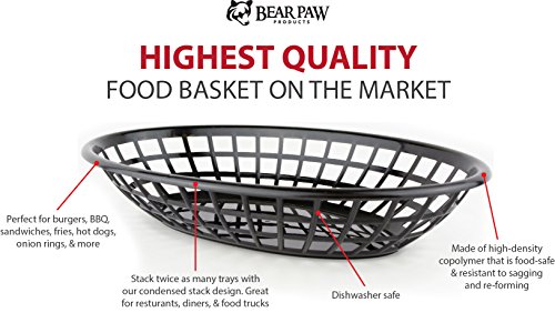 Bear Paws - Food Baskets - Plastic Basket - Oval Bread Baskets - Serving Basket - Restaurant Baskets - Deli Tray - Fries, Burgers, Crawfish - 72 Count, Black - Thumbnail 5