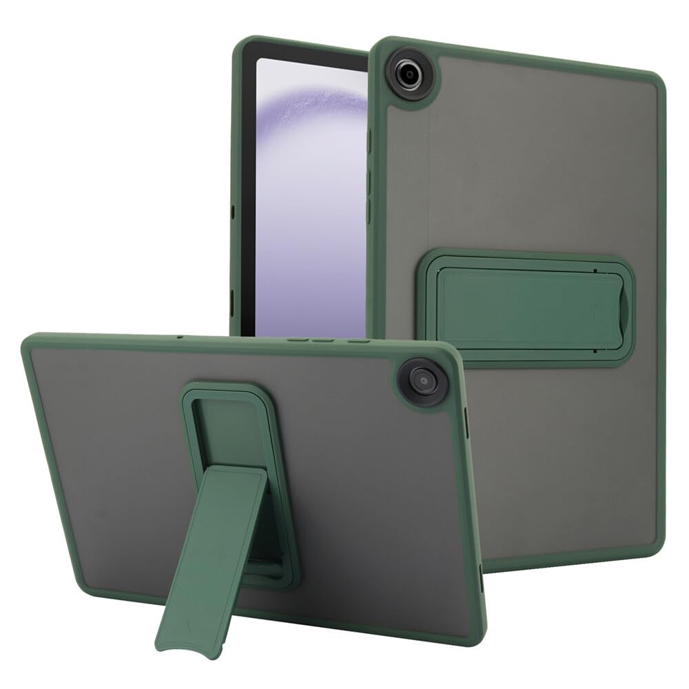 Generic etui kompatybilne z Samsung Galaxy tab A9 8,7 SM-X110 X115 X117 (kolor: ciemnozielony) twardy silikon przezroczysty tył etui stojak pokrowiec