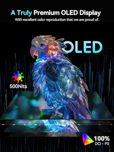 Image of Newsoul OLED Portable Monitor 16 Inch, 3K 2880x1800 | 120Hz | 1ms Portable Gaming Monitor, 500 Nits | 100000:1 Contrast | 100% DCI-P3 | 8-bit+FRC| Ultra-Thin Design for Laptop, Mini PC, Phone,