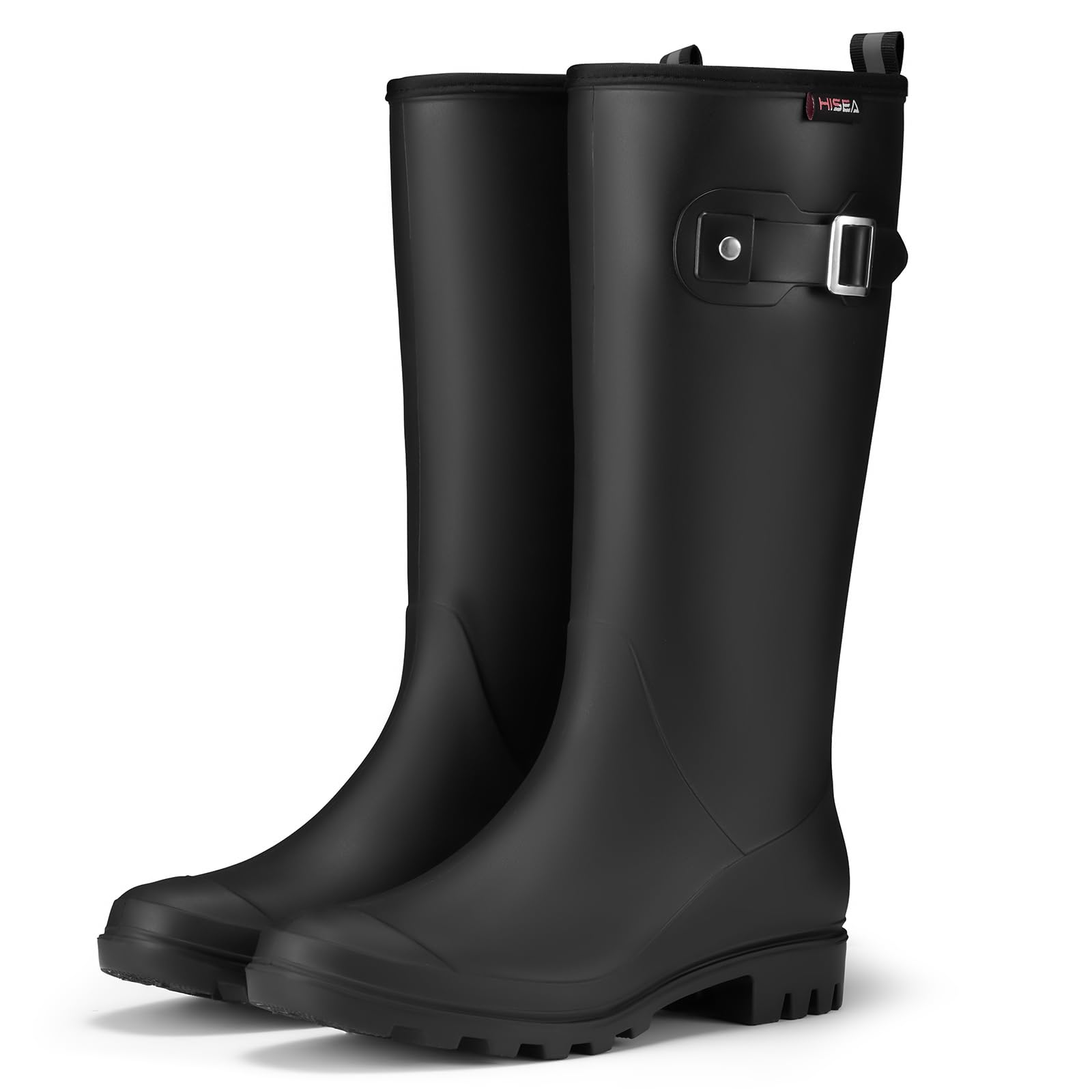 HISEA Women Rain Boots Slim Calf Fashion Waterproof PVC Rubber Boot Tall Rainboots Matte Surface Womens Rain Footwear