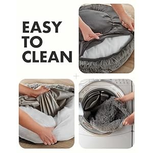   Calming-Donut-Bed-for-Dogs-and-Cats-Ultra-Soft-Circle-Bed-Cozy-Waterproof-Zipper-Cover-20-in-Bed-Small-Dog-Bed-Gray
