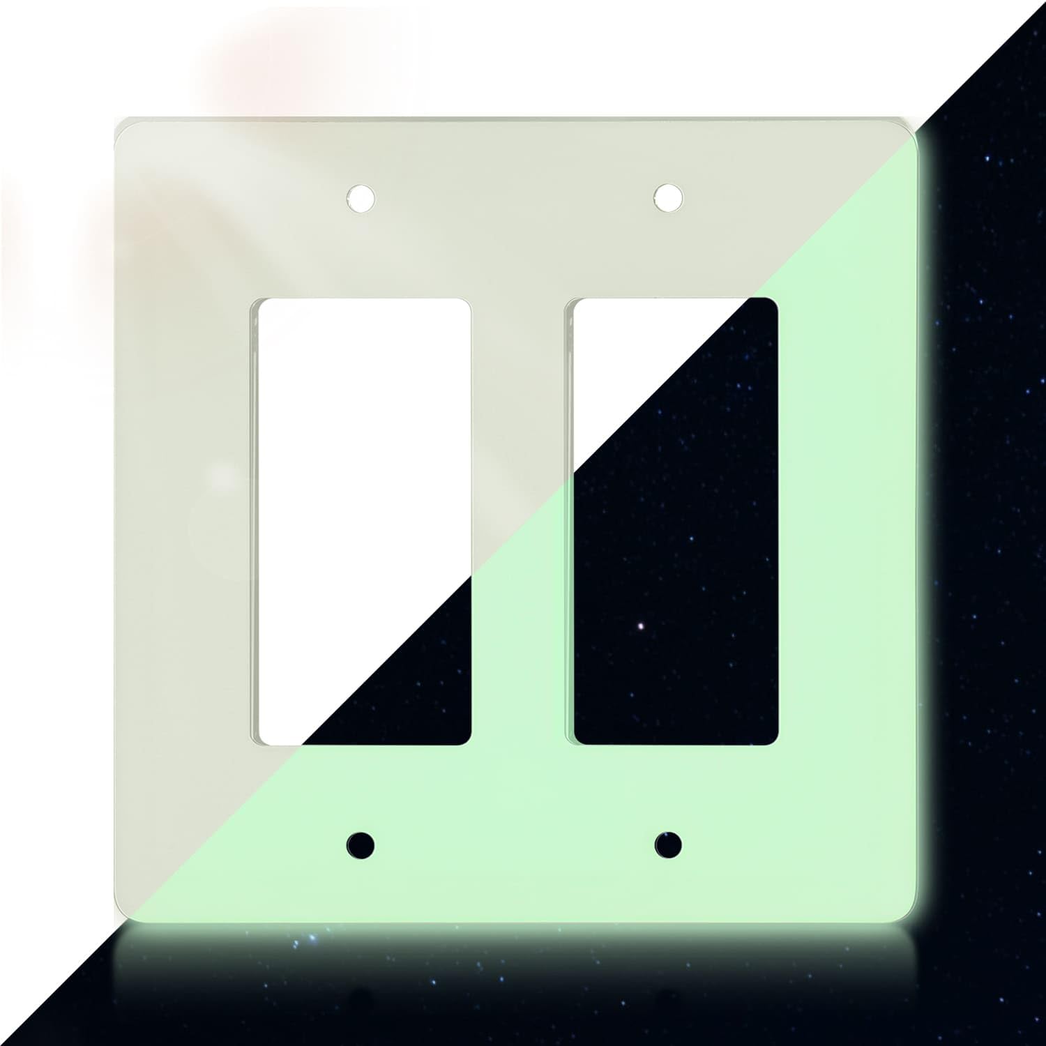 Photo 1 of 1 Pcs Glow Covers Switch Plates And Outlet Covers Light Switch Durable Switch Covers Glow In The Dark Decorative Wall Plates Electrical Outlets Nightlight 2 Gang Outlet Plate Wall Plate Cover