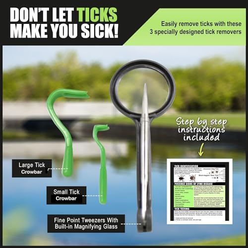 Tick Remover Tool Kit For Humans, Cats, Dogs and Pets, Lyme Prevention Plus 3 Tick Removal Tools, Small & Large Tick Crowbars & Fine Point Tweezers with Magnifying Glass + First Aid Bandages & Cleaning Wipes - Canadian Owned and Operated - Image 5